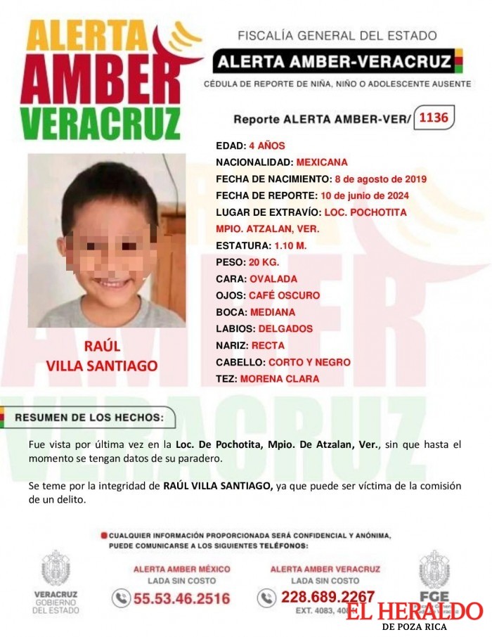 Raúl de 4 años fue plagiado por su prima en Atzalan quien planeo el crimen